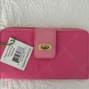 Vera Bradley Preppy Poly Wallet, Blossom Pink, MSRP $74, days leather trim!